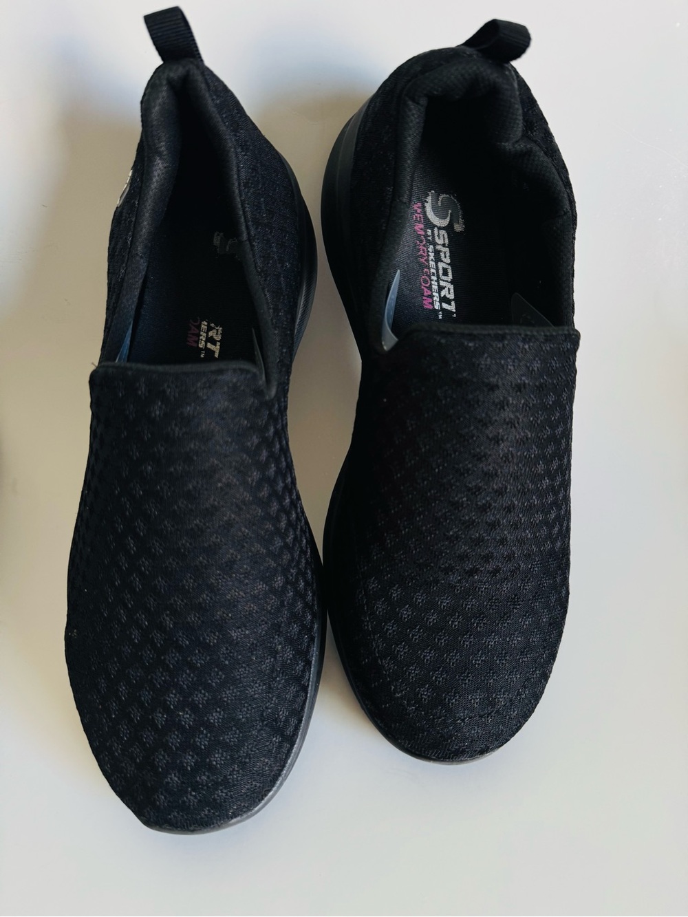Skechers Black Slip-On Knit Athletic Shoes